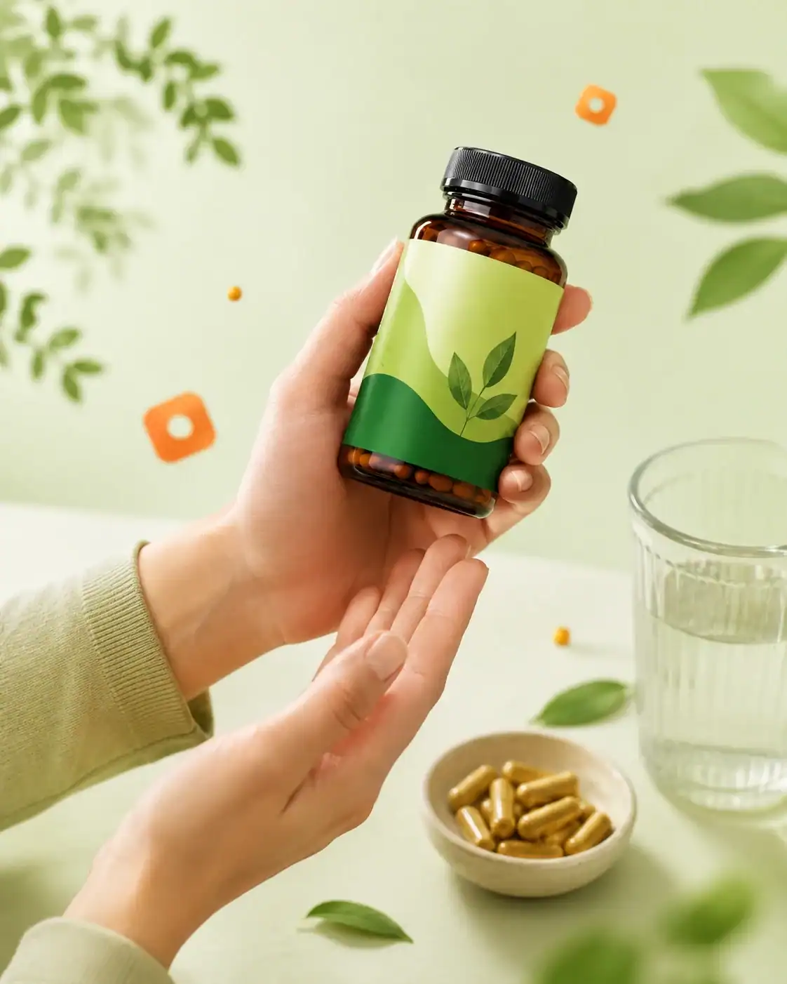 Persoon houdt een supplementenflesje vast in een natuurlijke setting voor een WeightWorld review