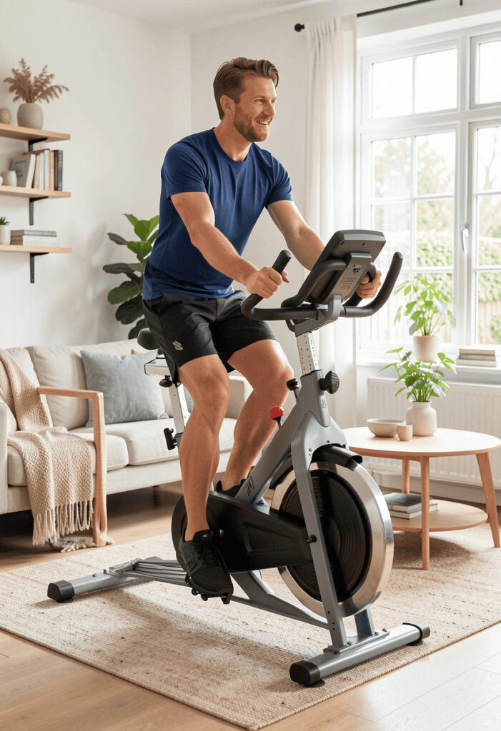 Een roeitrainer of hometrainer in een nette thuissituatie-Fitness24 review