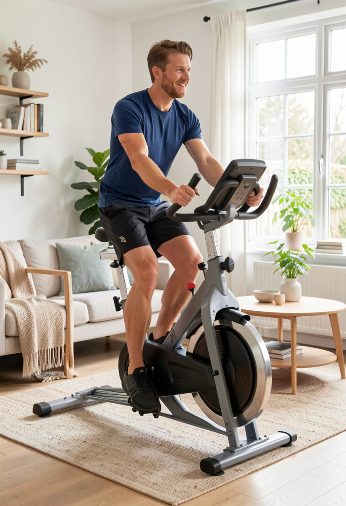 Een roeitrainer of hometrainer in een nette thuissituatie-Fitness24 review