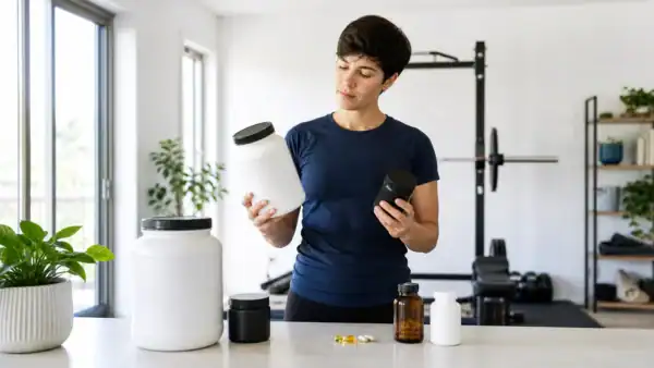Sporter vergelijkt whey, creatine, omega 3-visolie en vitamines om passende supplementen te kiezen.