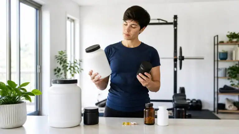 Sporter vergelijkt whey, creatine, omega 3-visolie en vitamines om passende supplementen te kiezen.