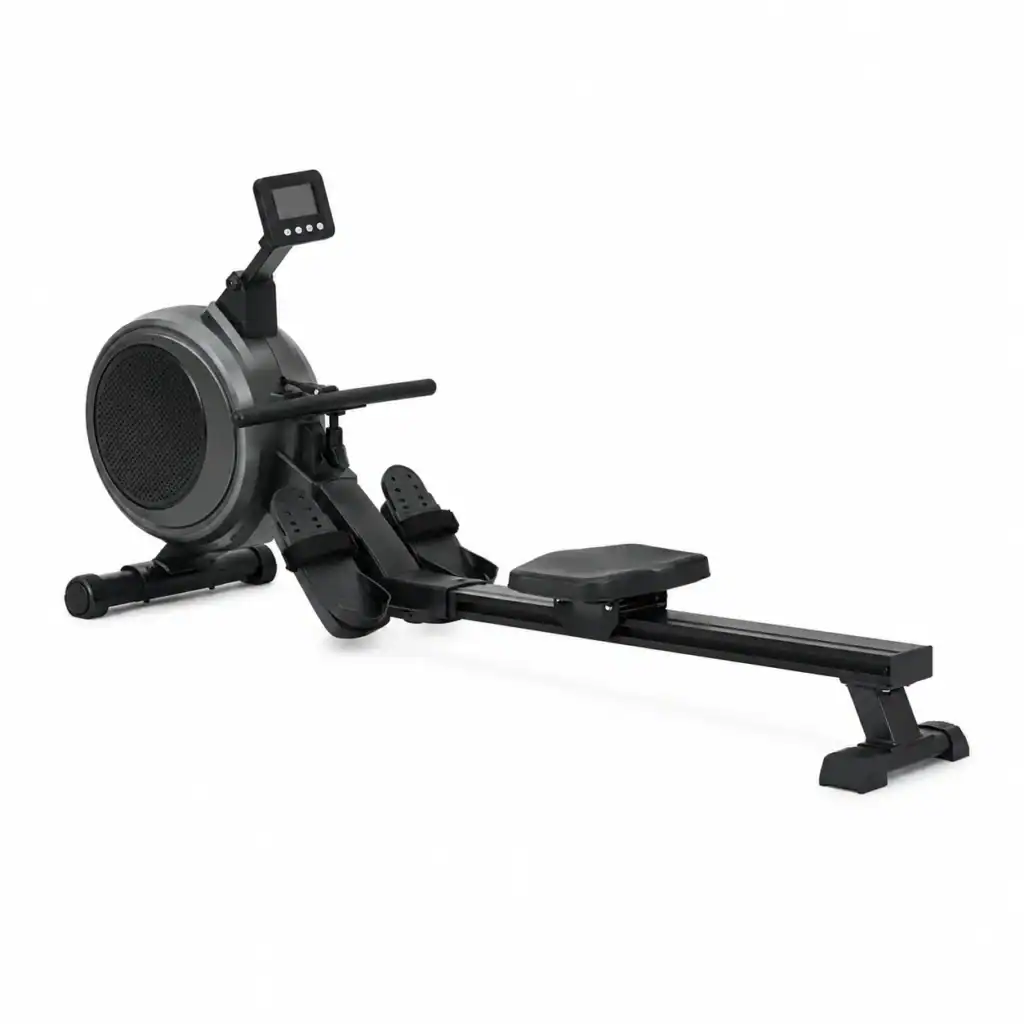 Zwarte roeitrainer voor een cardiotraining van het hele lichaam.